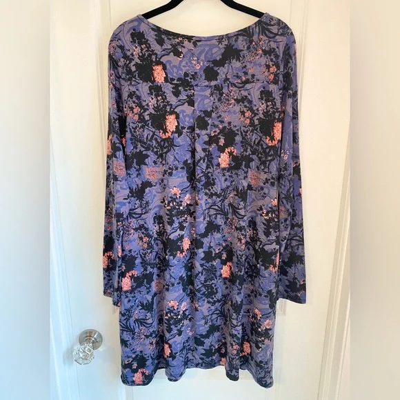 Peruvian Connection Shadow Blossom Long Sleeve Dress Purple Size L - Picture 2 of 8